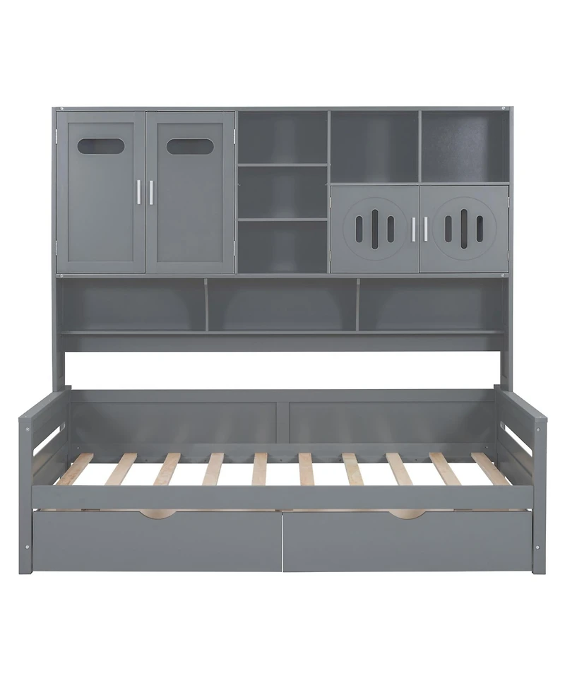 Streamdale Furniture Twin Daybed with Drawers, Cabinet, & Shelf