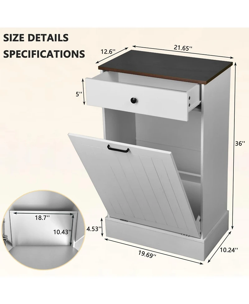 Streamdale Furniture Tilt Out Trash Can Cabinet with Drawer