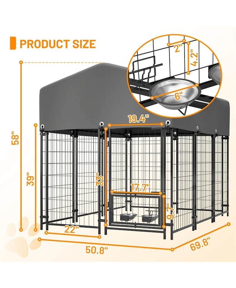 Aostirmotor Dog Crate with Double Lock & Rotating Feeder
