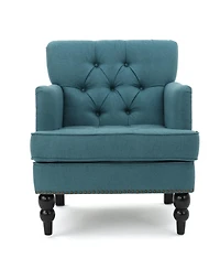 Streamdale Furniture Dark Teal Tufted Club Chair With Studded Trim