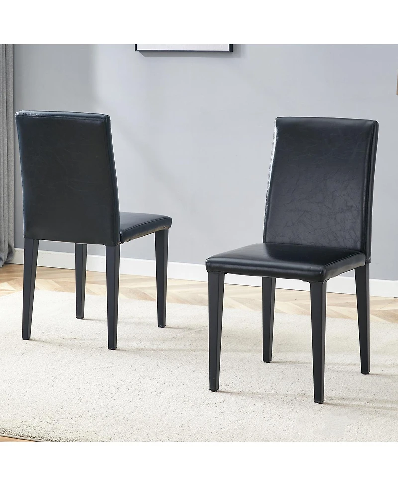 Streamdale Furniture Minimalist Pu Leather Dining Chair with Metal Legs