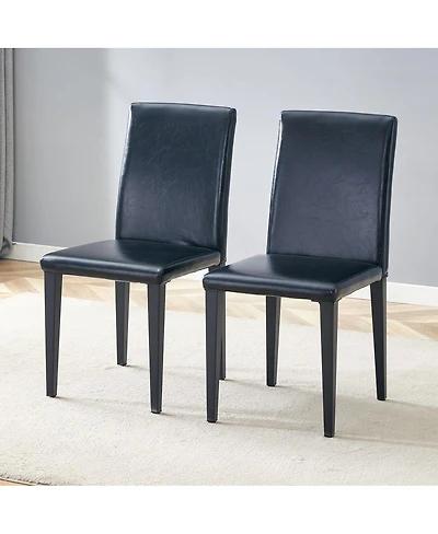Streamdale Furniture Minimalist Pu Leather Dining Chair with Metal Legs