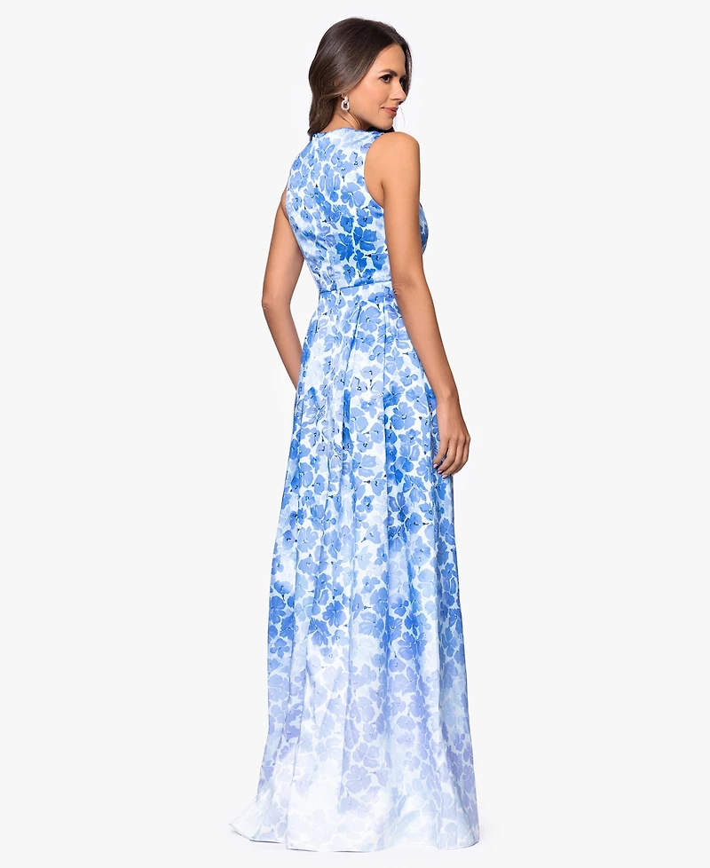 Betsy & Adam Petite V-Neck A-Line Gown