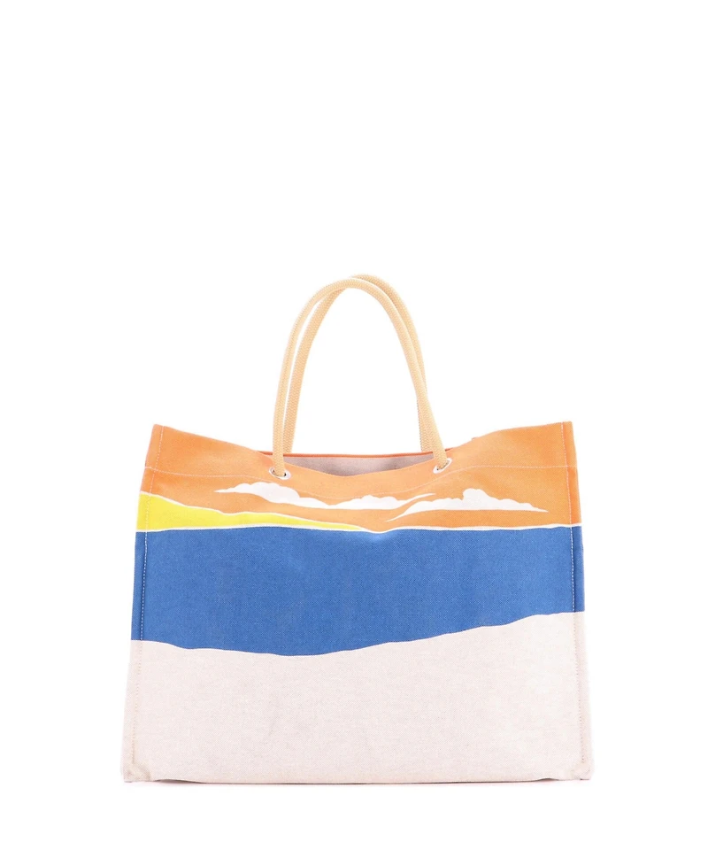 Pre-Owned HERMES Escale A La Plage Beach Bag Printed Toile