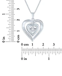 Macy's Double Heart Diamond Pendant Necklace (1/10 ct. t.w.) in Sterling Silver