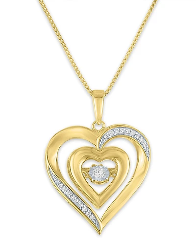 Macy's Heart Diamond Pendant Necklace (1/10 ct. t.w.) in 14k Yellow Gold Over Sterling Silver