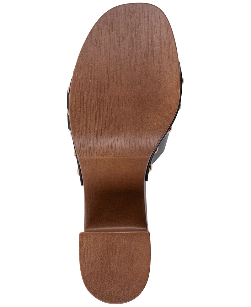 Gc Shoes Women's York Buckle Wooden Block Heel Platform Sandals