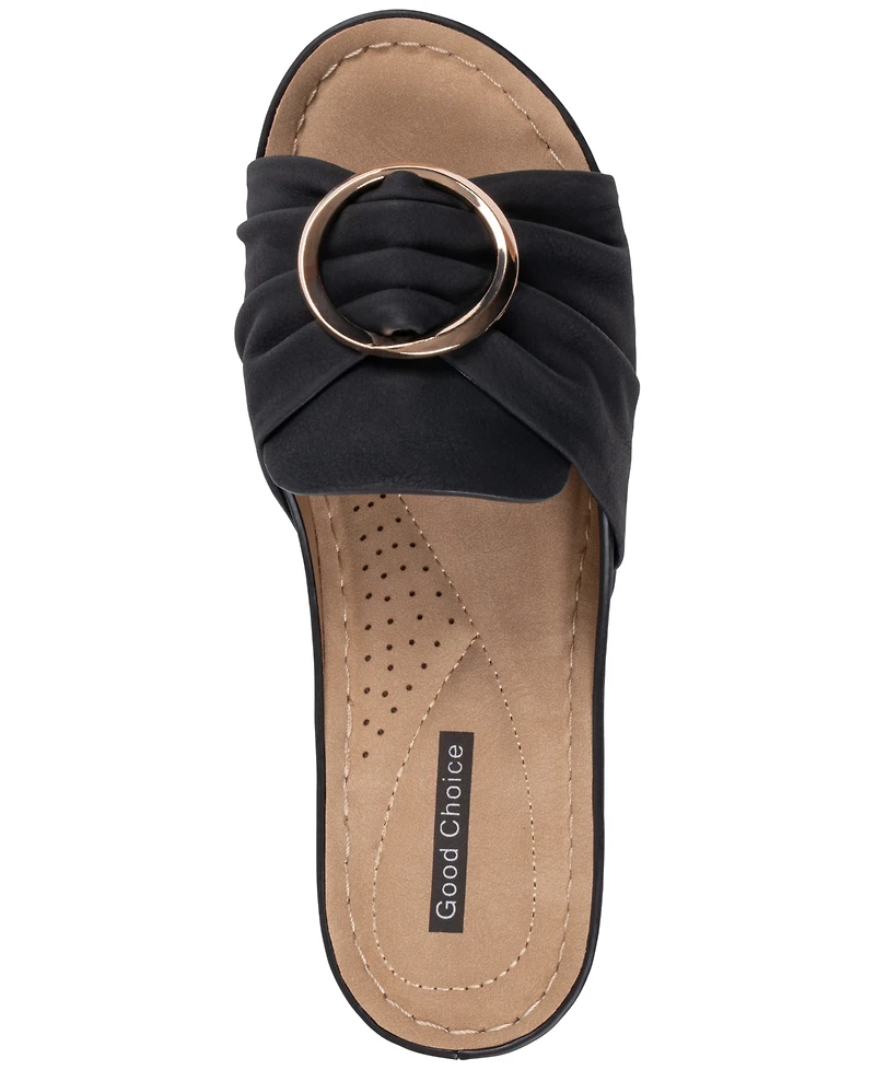 Gc Shoes Women's Isola Floral Rosette Wedge Sandals