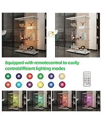 Streamdale Furniture Tempered Glass Display Cabinet w/ Light & Adjustable Feet - White