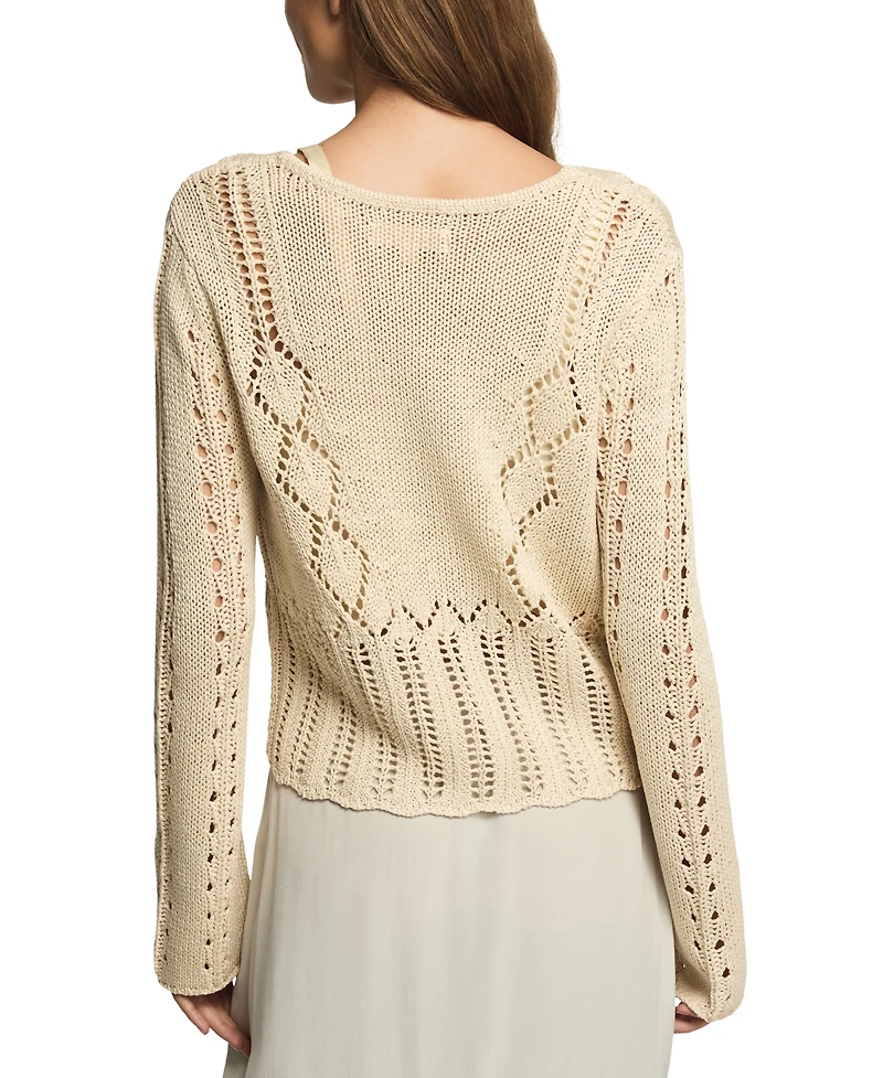 Lucky Brand Women's Pointelle Cropped Cardigan