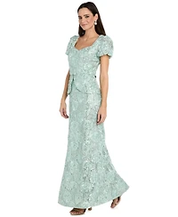 R & M Richards Petite Soutache Puff-Sleeve Ball Gown