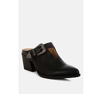 Rag & Co Womens Women Holler Carved Buckle Statement Mules