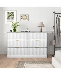 Streamdale Furniture Modern 6-Drawer Dresser with Wavy Pattern Panels