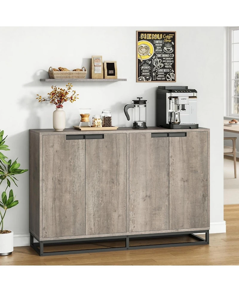 gaomon 55" Buffet Sideboard Storage Cabinet, Modern Entryway Console with Adjustable Shelves, Grey