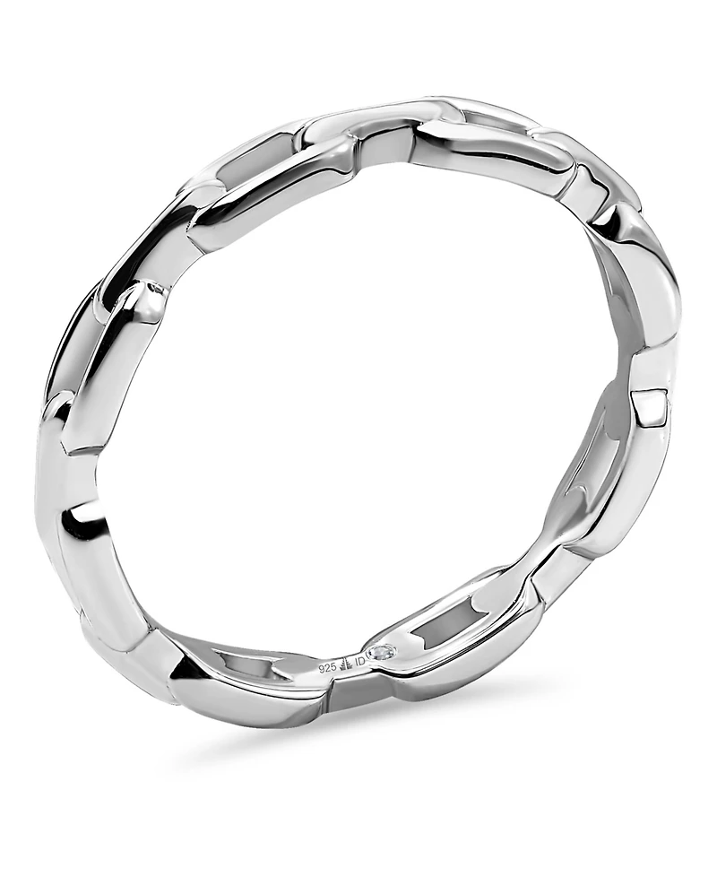 Devata Cable Link Ring Rhodium Plated Sterling Silver, 6