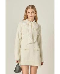 English Factory Women's Detachable Bow Knit Dress