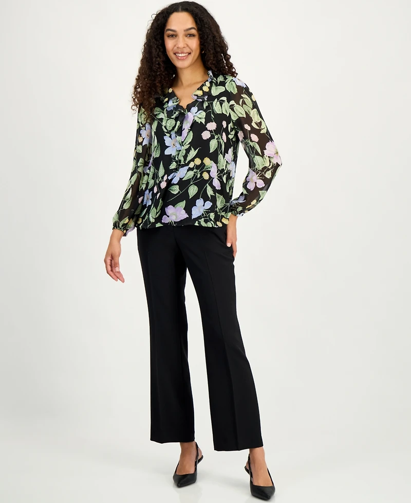 Kasper Women's Ruffle-Trim V-Neck Blouse