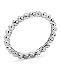 Devata Beaded Ball Ring Rhodium Plated Sterling Silver, 6