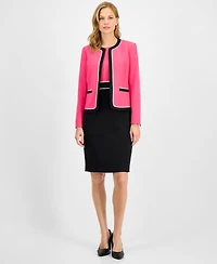 Kasper Women's Contrast-Trim Open-Front Jacket, Regular & Petite