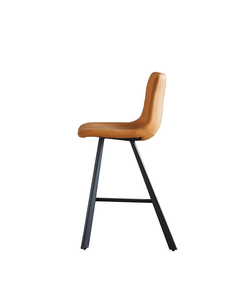 Streamdale Furniture Faux Leather Ergonomic Bar Stool with Footrest - Metal Frame (2 Sets)