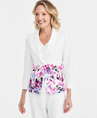 Kasper Women's Floral-Print Double-Button Blazer