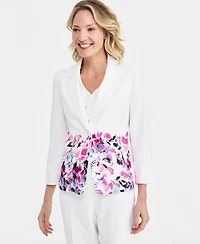 Kasper Women's Floral-Print Double-Button Blazer