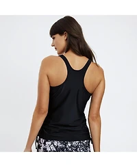 Calypsa Women's Maya Tankini Swim Top With Built-in Bra and High Waisted Long Bike Shorts