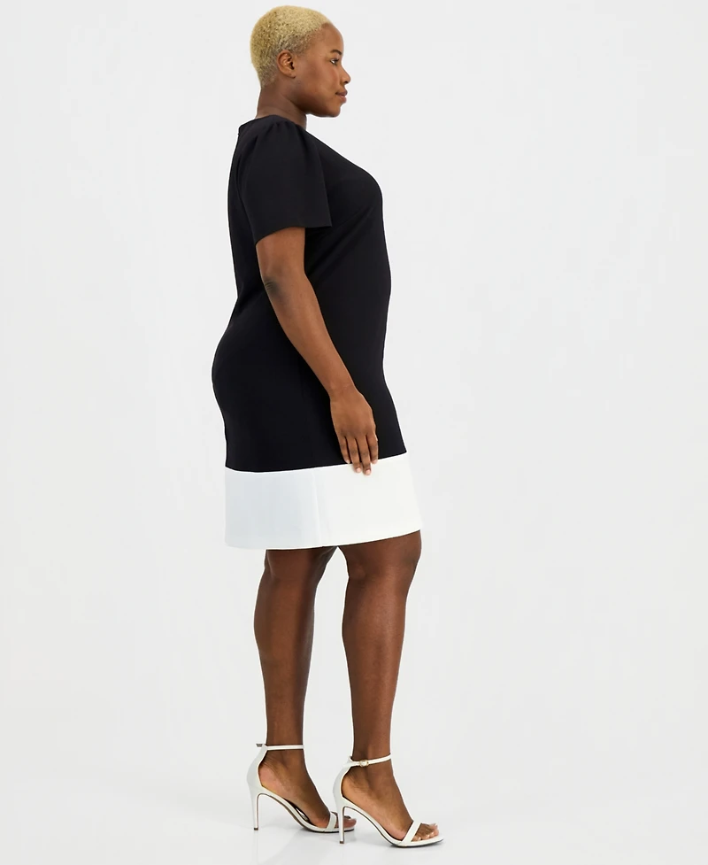 Kasper Plus Colorblock Short-Sleeve Shift Dress