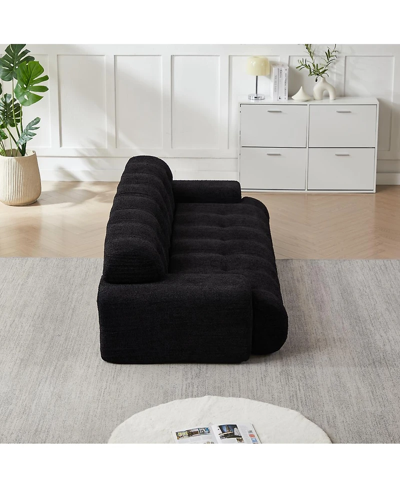 Streamdale Furniture Minimalist Button-Tufted Square Arm Three-Seater Sofa