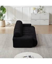 Streamdale Furniture Minimalist Button-Tufted Square Arm Three-Seater Sofa
