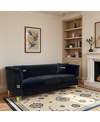 Streamdale Furniture Modern Velvet Sofa with Vertical Channel Tufting