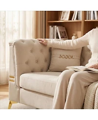 Streamdale Furniture Luxurious Faux Sherpa Sofa with Gold Accents & Removable Cushions