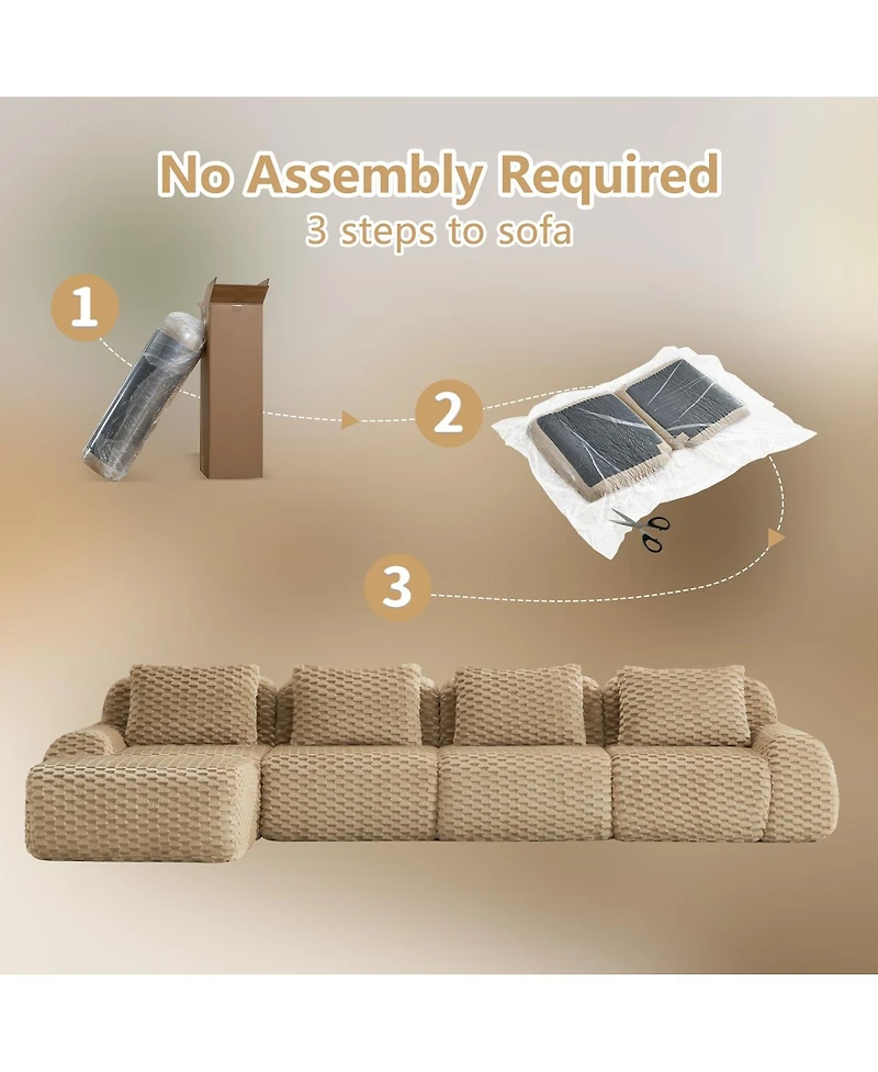 Streamdale Furniture Modern L-Shaped Flannelette Sectional Sofa with Movable Ottoman