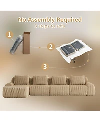 Streamdale Furniture Modern L-Shaped Flannelette Sectional Sofa with Movable Ottoman