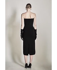 endless rose Women's Bow Detailed Tube Midi Knit Dress