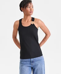 I.n.c. International Concepts Women's Perfect Ribbed Hardware-Trim Tank Top, Exclusively at Macy's
