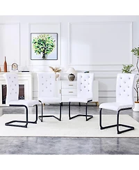 Streamdale Furniture Set of 4 Retro Alligator Upholstered Dining Chairs with Crystal Buckle