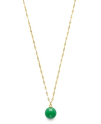 Macy's Dyed Green Jade Lana Chain Necklace in 14k Gold Over Silver