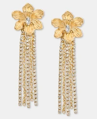 I.n.c. International Concepts Crystal Flower & Fringe Linear Drop Earrings, Macy's Exclusive