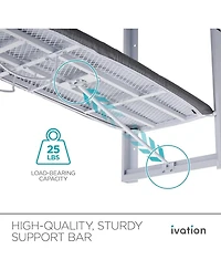 Ivation Wall-Mounted Ironing Board, Foldable Iron Board with Iron Holder, Space Saving Design