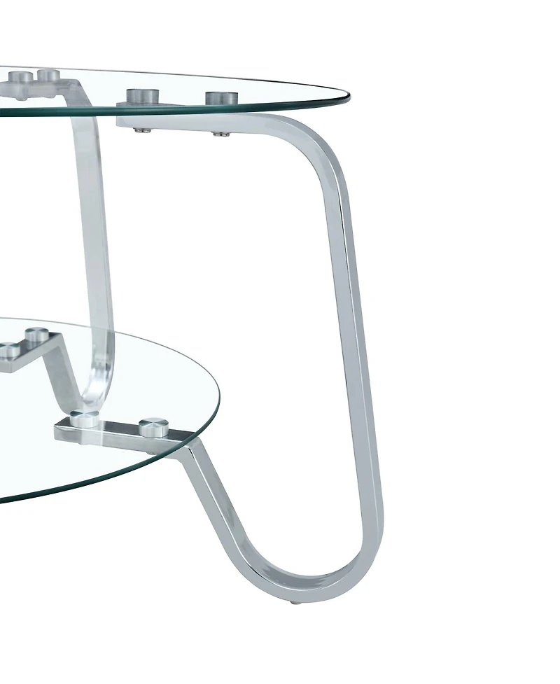 Streamdale Furniture Retro minimalist metal frame glass coffee table, 31.5