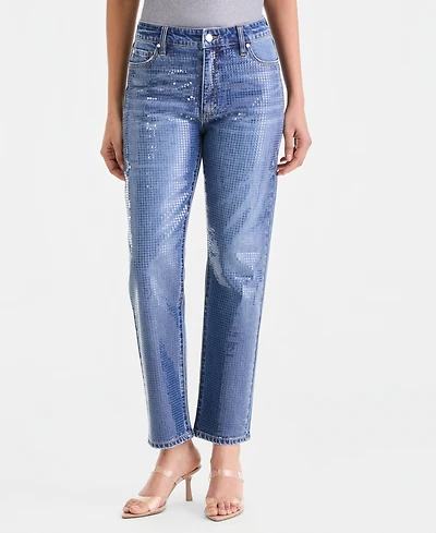 I.n.c. International Concepts Women's High-Rise Sequin Ankle Jeans, Macy's Exclusive