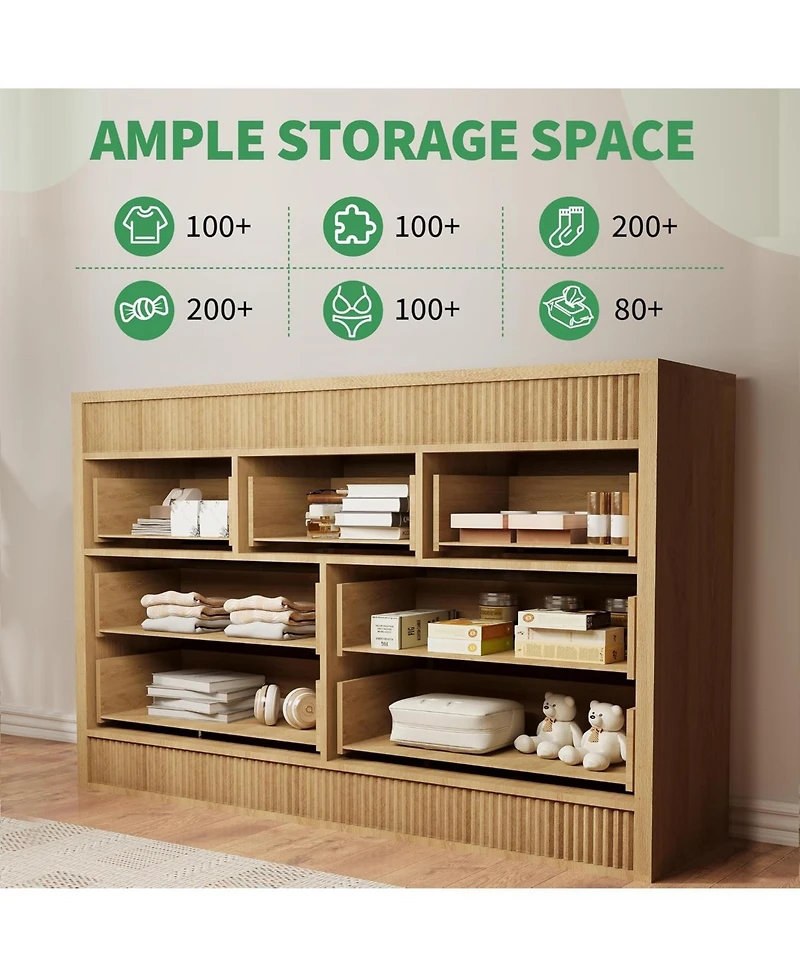 gaomon 7-Drawer Dresser for Bedroom, 54" Wide Wooden Chest of Drawers with Fluted Storage for Living Room & Entryway