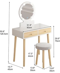 gaomon Vanity Desk with Stool, Makeup Vanity Desk with Touch Light Mirror