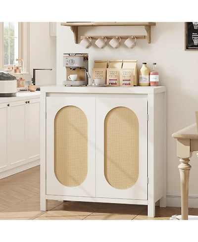 gaomon Rattan Buffet Sideboard Cabinet, Kitchen Storage Cabinet with Doors for Hallway