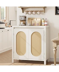 gaomon Rattan Buffet Sideboard Cabinet, Kitchen Storage Cabinet with Doors for Hallway