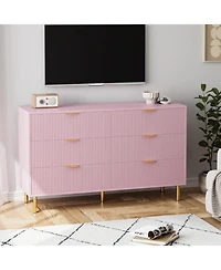 gaomon Modern 6-Drawer Dresser for Bedroom, Wooden Chest with Gold Handles and Storage