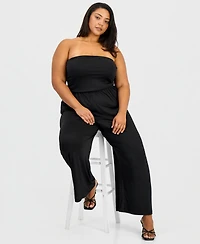 Derek Heart Trendy Plus Strapless Ruched Jumpsuit
