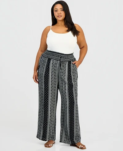 Kingston Grey Trendy Plus Pull-On Wide-Leg Pants