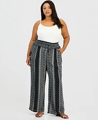 Kingston Grey Trendy Plus Pull-On Wide-Leg Pants